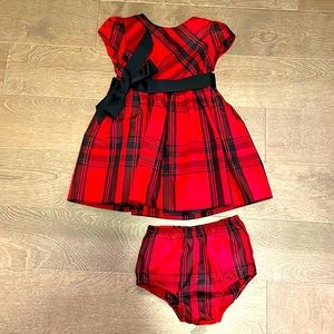Ralph Lauren Girls 18 Months Red and Black Plaid Taffeta Dress & Bloomer